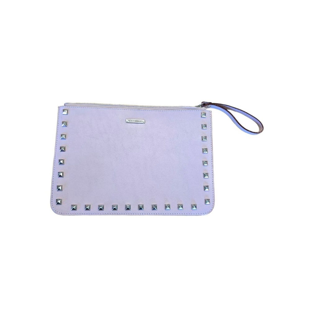 Rebecca Minkoff Blush Leather 'Lissa' Envelope Clutch Pouch with Studded Border